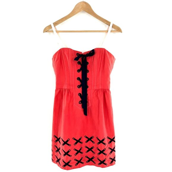Nanette Lepore Strapless Dress Womens 6 Y2K Trendy Nautical Grunge Alt‎ Coastal - Picture 1 of 10